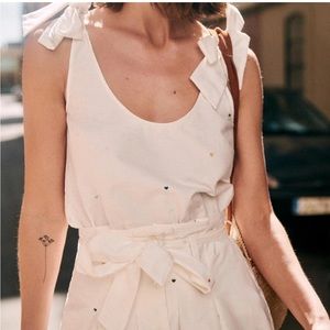 Sezane Rick Top with Embroidered Hearts